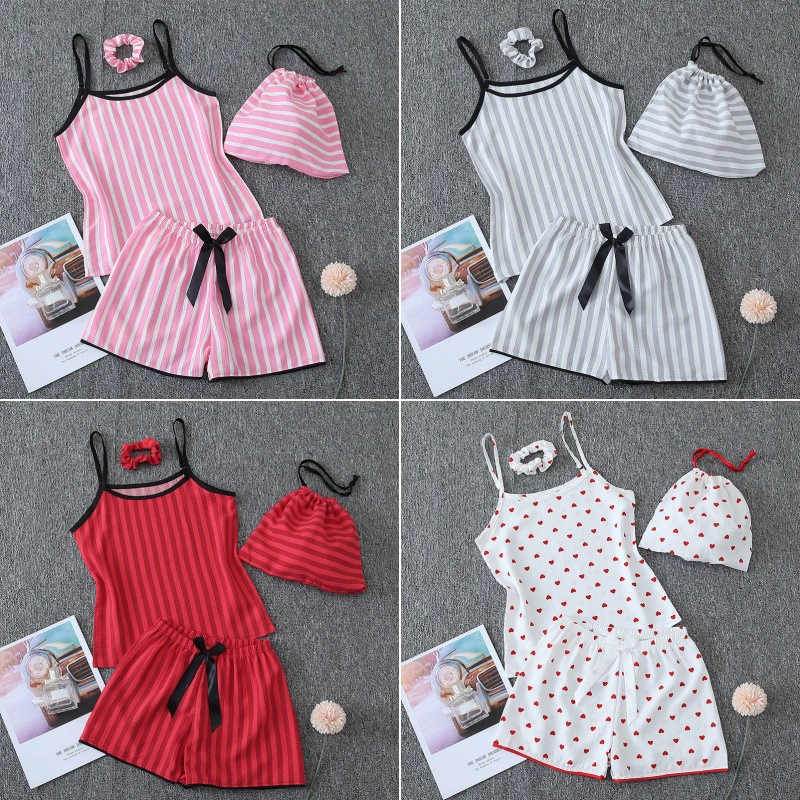 2024 Летний OZON Amazon Тонкий Пижама Женский камзол Шорты Детский костюм из семи частей