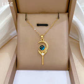 【钛钢】魔法棒星空轻奢气质华丽满钻项链女百搭锁骨链钛钢链条