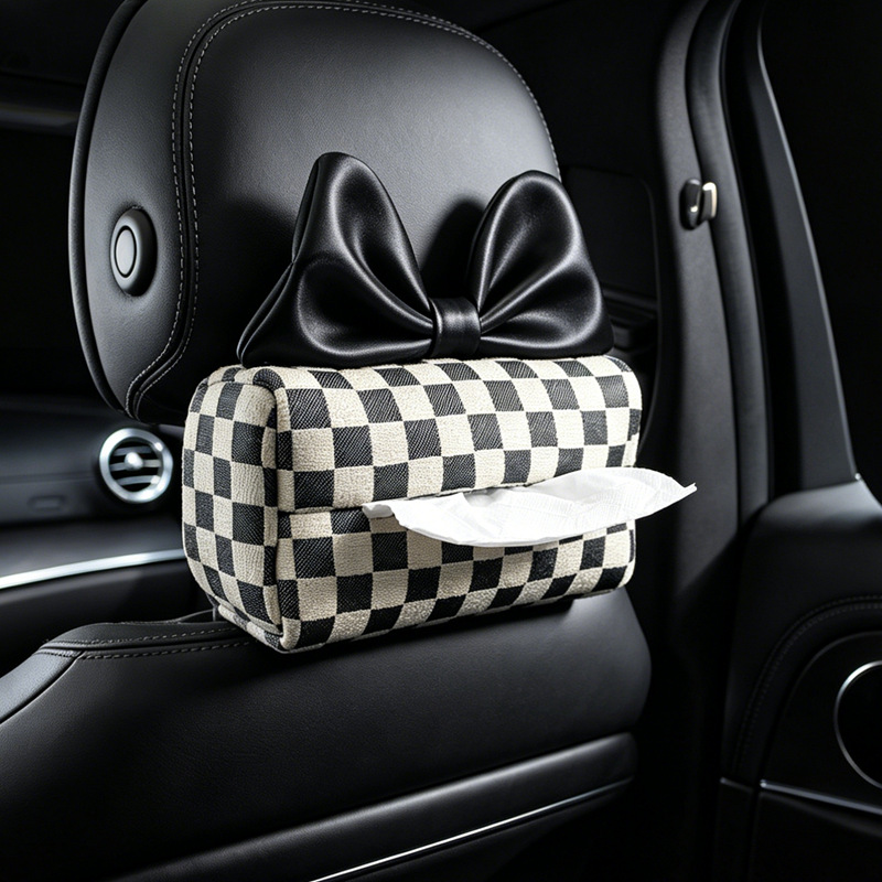 Car-Mounted Tissue Box, Hanging Style, Creative and High-End, Cute and Practical In-Car Tissue Holder with Doll Design