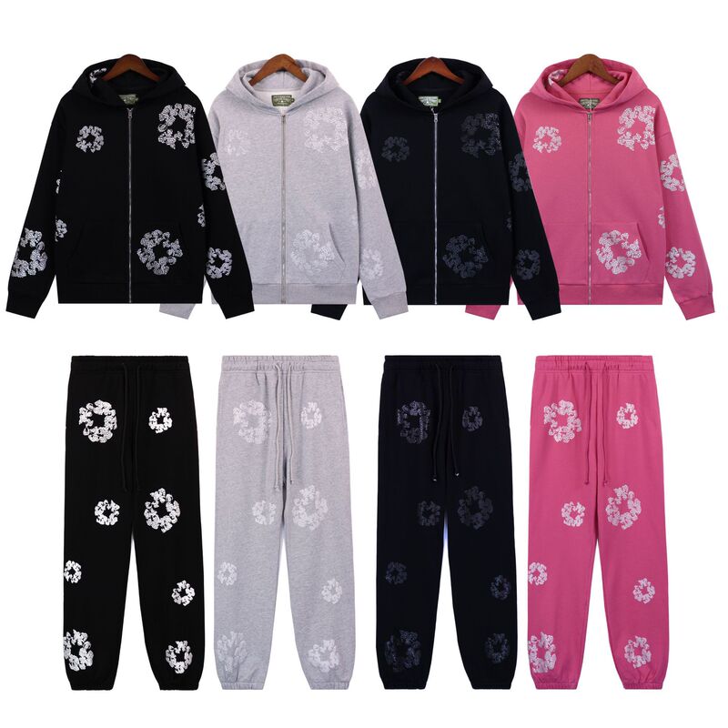Cross-Border Trendy Brand Kapok Flower Rhinestone Floral Long-Sleeve Casual Hoodie New Style Sweatshirt Zip-Up Jacket for Men and Women Cross-Border Trendy Brand Kapok Flower Rhinestone Floral Long-Sleeve Casual Hoodie New Style Sweatshirt Zip-Up Jacket for Men and Women