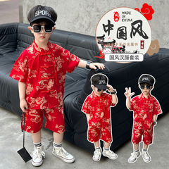 子供服男の子漢服子供夏服セット赤ちゃん夏新作中国風唐服歳のドレス