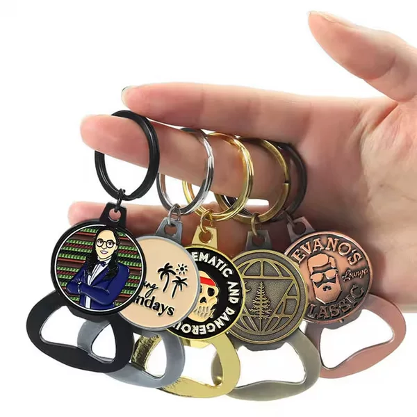 Metal Keychain Custom Enamel Paint Zinc Alloy Bottle Opener Key Pendant Cartoon Logo Gift Pendant