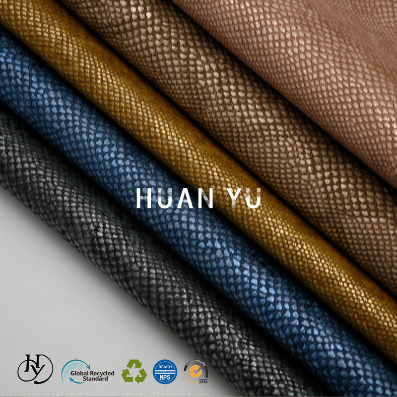 HY321018 manufacturers in stock 1.0mm imitation cotton bottom serpentine PU leather fabric artificial leather bags handbags