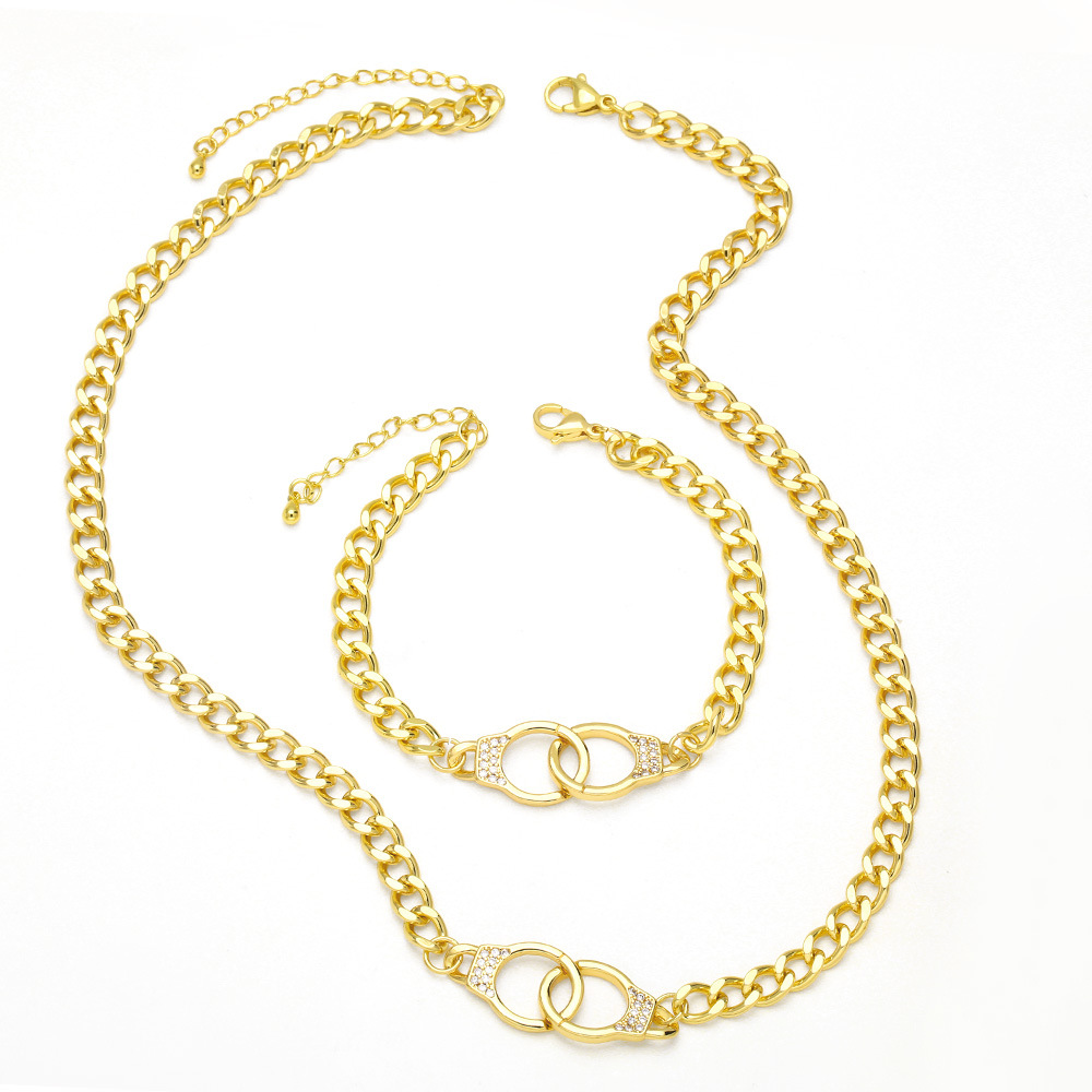 Fashion Handcuffs Copper Inlay Zircon Bracelets Necklace