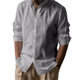 2024 Amazon American Cross-border Men's Hawaiian Style Cotton Linen Vertical Collar Breathable Henry Collar Casual Long Sleeve Shirt