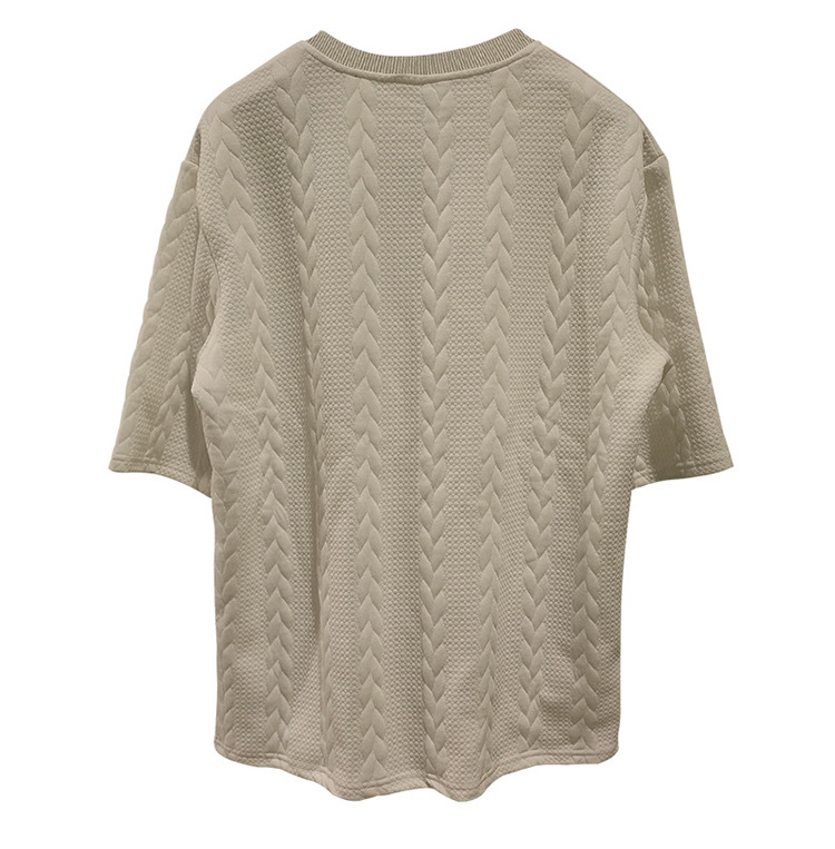 Men's Jacquard Knit Short Sleeve Tee And Shorts Set Solid Color Casual Summer Sport Outfit_viptrois.com