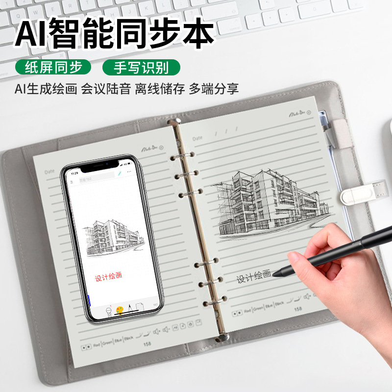 Al Intelligent Synchronized Notepad for Office Use, Real-Time Writing, Offline Storage, Image Generation, Handwriting Tablet, Electronic Notebook