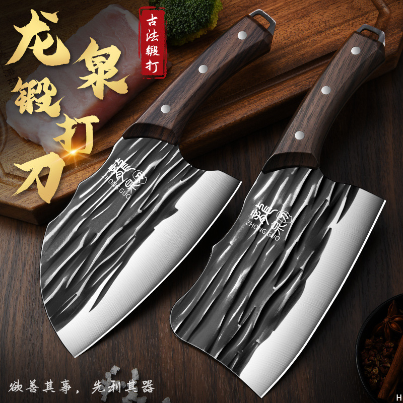 Cuchillo de cocina Longquan forjado a mano herramientas de corte de corte de huesos de cocina de acero inoxidable