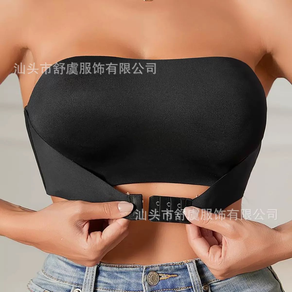 跨境欧美性感无痕前扣抹胸内衣防走光不掉上托聚拢裹胸美背内衣女