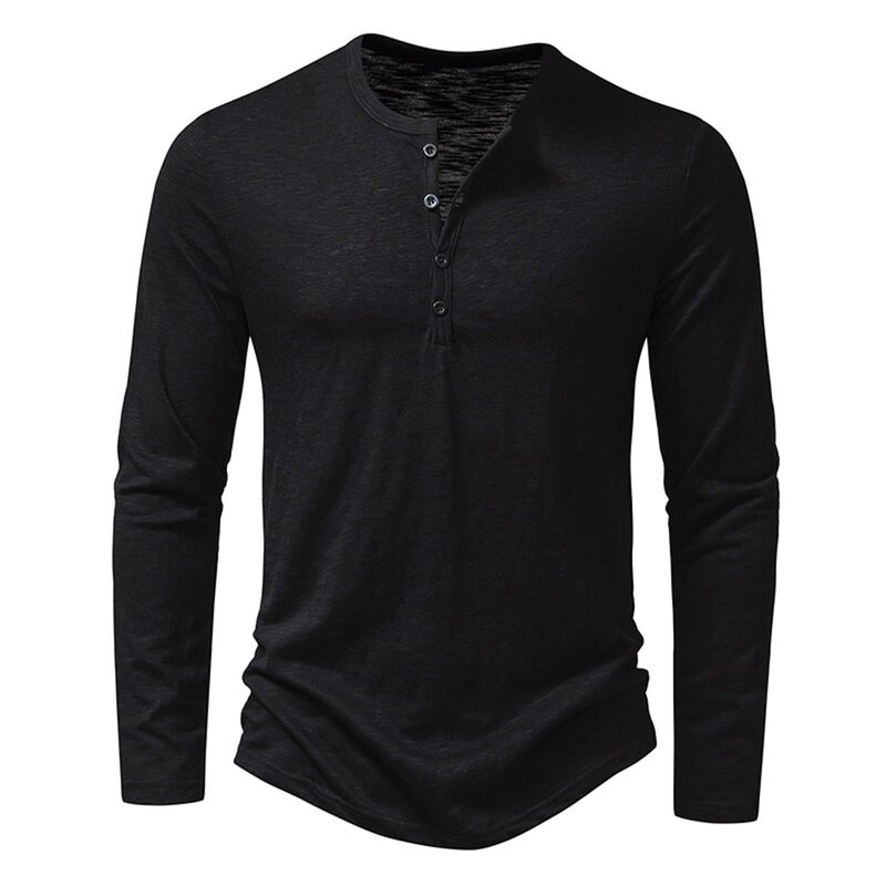 European and American Men's Long-Sleeve Casual Henley Shirt, Spring Solid Color High-End Sports Shirt, Top for Cross-Border Foreign Trade Men's Clothing European and American Men's Long-Sleeve Casual Henley Shirt, Spring Solid Color High-End Sports Shirt, Top for Cross-Border Foreign Trade Men's Clothing