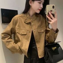 仿鹿皮绒外套女秋冬新款韩版皮绒外套女宽松显瘦短款长袖夹克上衣