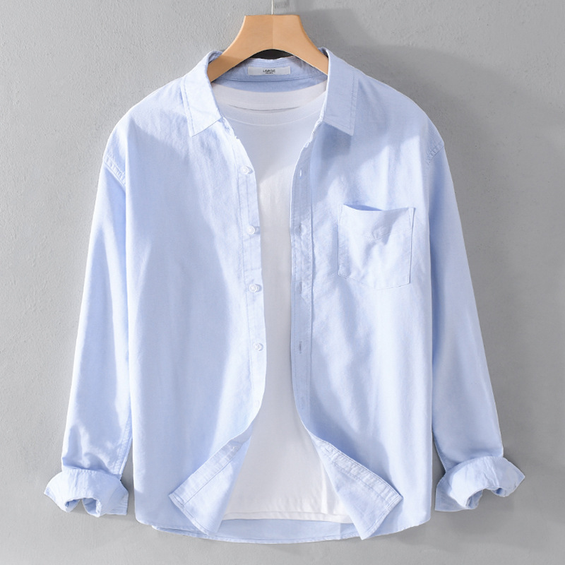 Oxford Fabric Shirt for Men, Business Style, 2026 Spring/Summer, Korean Version, Loose Fit, Trendy, Stylish, Casual Long-Sleeve Shirt Jacket for Men