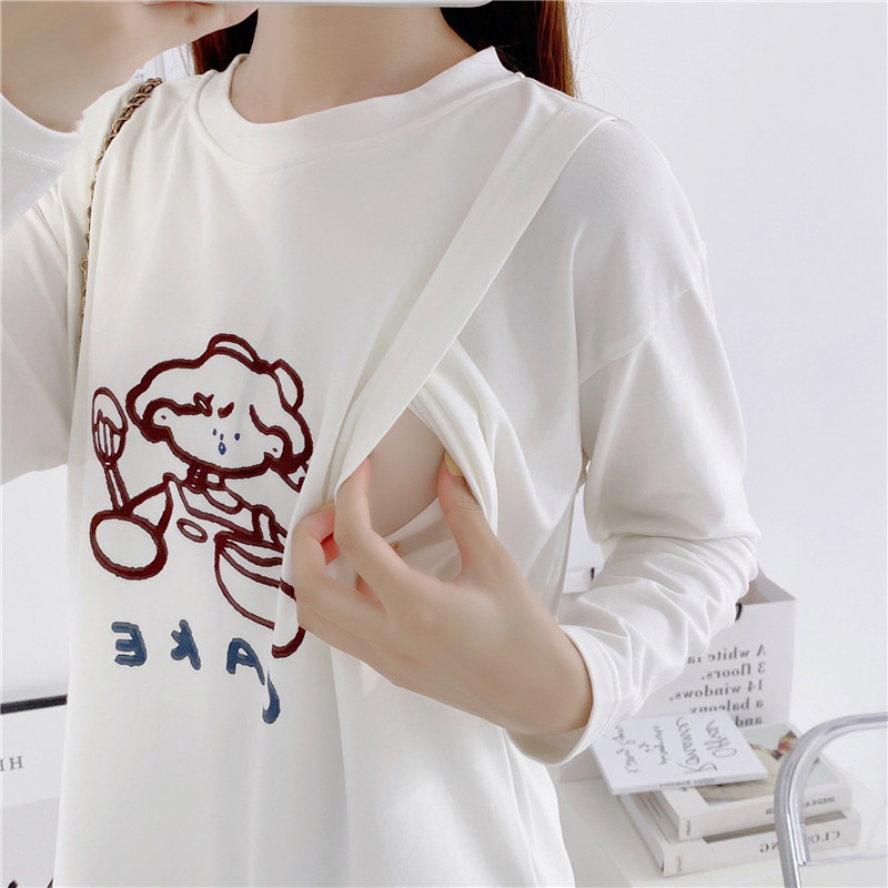 孕婦裝哺乳衣服秋冬季產後外穿長袖T恤時尚餵奶衣外出春秋款上衣