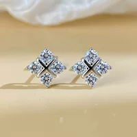 S925 серебряные серьги-гвоздики Mo Sang Diamond серьги Крест серьги-гвоздики 80 очков квадратная уникальная личность дизайнер простой