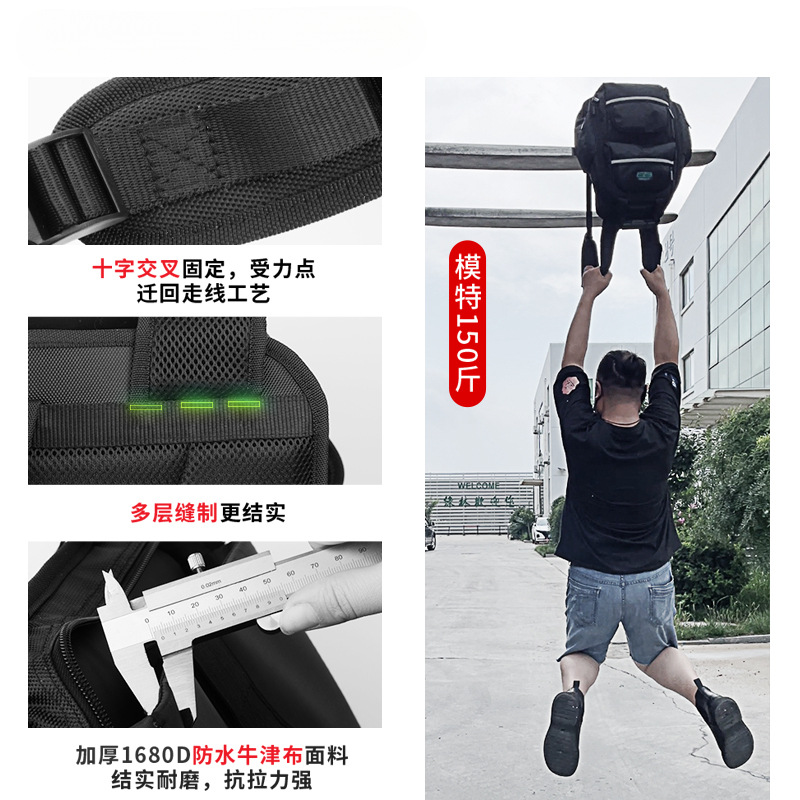 Herramientas de bosque verde mochila de mantenimiento de lona para hombres, instalación portátil duradera, paquete de herramientas de hombro especial multifuncional para electricistas