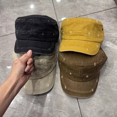做旧水洗棉布破洞显瘦马术帽子女秋减龄休闲磨破平顶帽短遮鸭舌帽