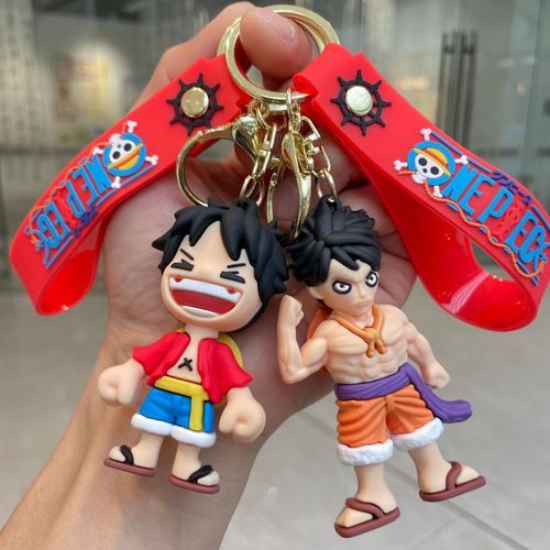 Cross-border Pirate King Keychain Anime Luffy 3D Figure Schoolbag Clip Car Keychain Small Gift Wholesale
