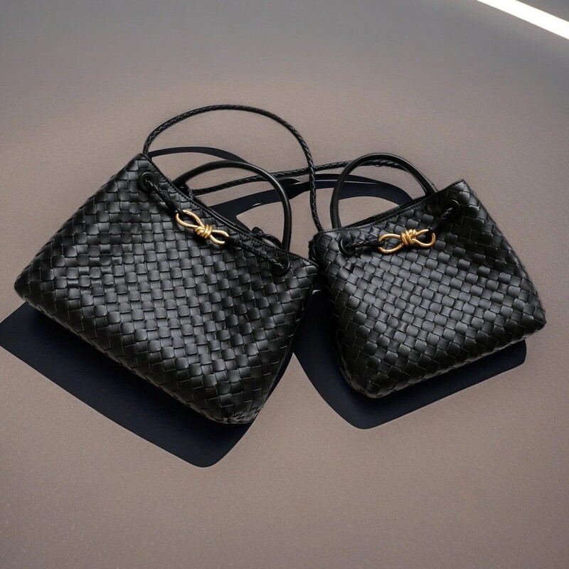 Bv Woven Bag Cross-Border Figure-Eight Metal Bow Genuine Leather Tote Bag Single Shoulder Handbag Large Capacity Crossbody Women's Bag Bv Woven Bag Cross-Border Figure-Eight Metal Bow Genuine Leather Tote Bag Single Shoulder Handbag Large Capacity Crossbody Women's Bag