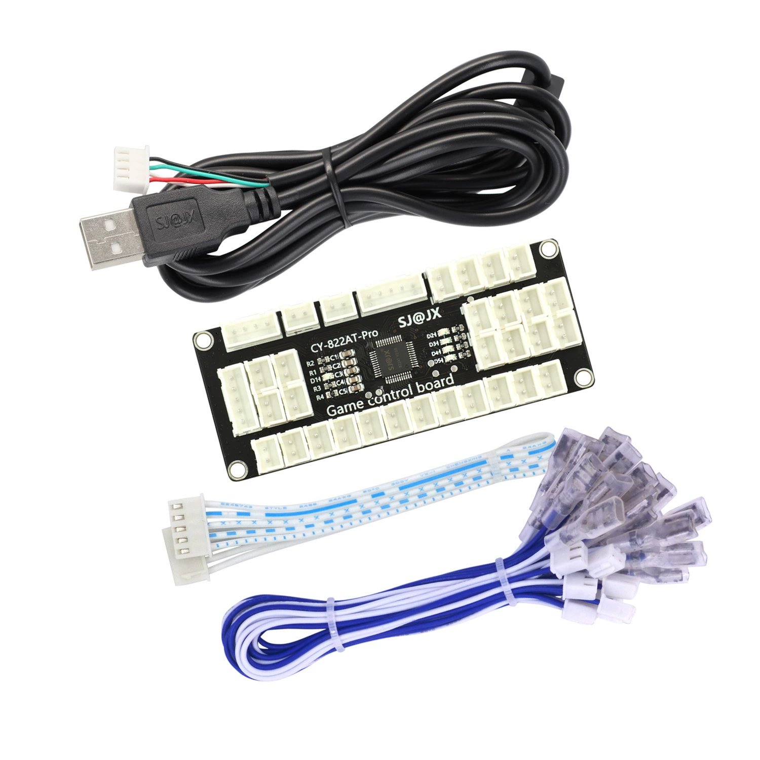 Arcade joystick chip circuit board single -player four -player four -person game multiple expansion port support macro function