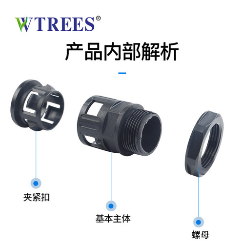 German-made PG nylon corrugated pipe connector wire and cable plastic direct plug-in corrugated pipe hose quick connection straight plug