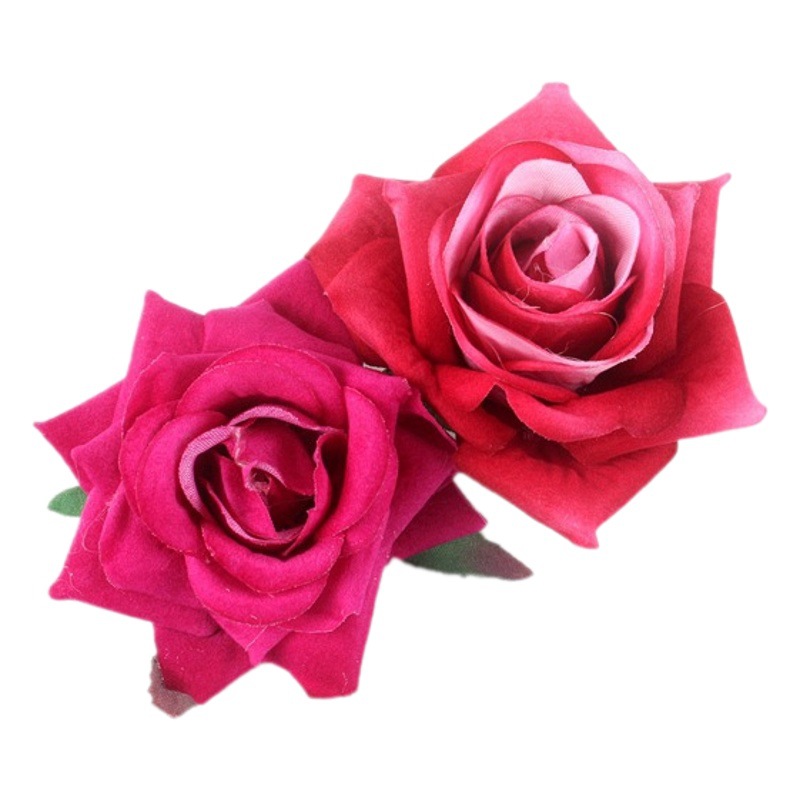 Cross-Border Hot Selling Double Velvet Rose Flower Hairpin Burgundy Simulated Flower Edge Clip New Bridesmaid Hair Headdress