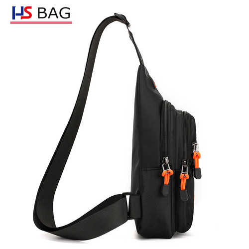 Men's Waterproof Oxford Cloth Chest Bag, Outdoors Leisure Motorbike Bag, Large Capacity Multi-layer Crossbody Bag