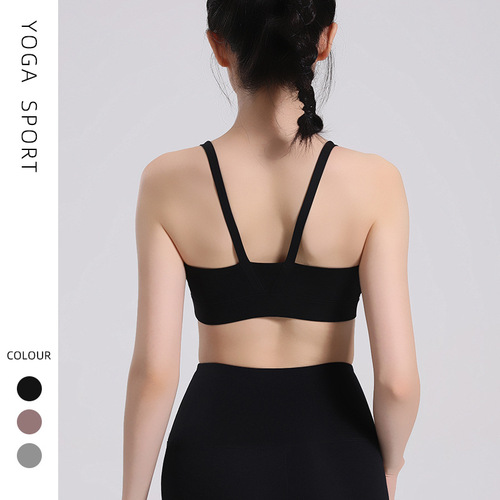 Yiwu sports sweat-absorbent underwear quick-drying running women's tube top fitness bra can be worn outside the back beautiful yoga wear top