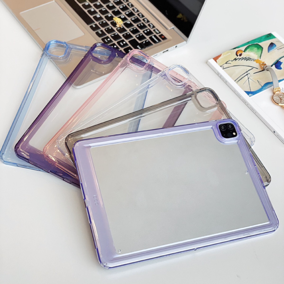 彩边透明亚力克凹槽壳适用iPad pro 11 10 AIR3保护套三星Tab A7