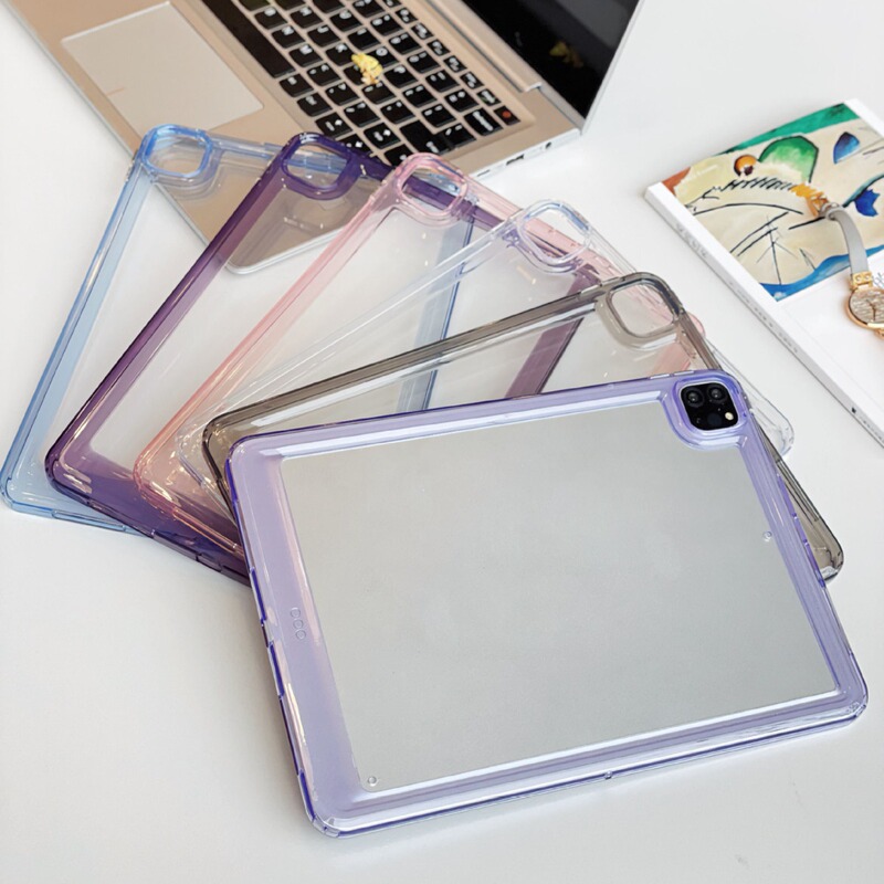 Colored Edge Transparent Acrylic Groove Case Suitable for iPad Pro 11 10 Air3 Protective Case Samsung Tab A7