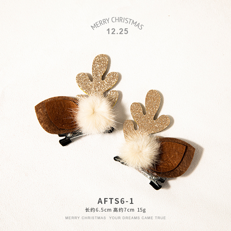 Decoraciones de Navidad nueva cornete alces de dibujos animados horquilla accesorios para el cabello horquilla de felpa clip de clip lateral tocado clip