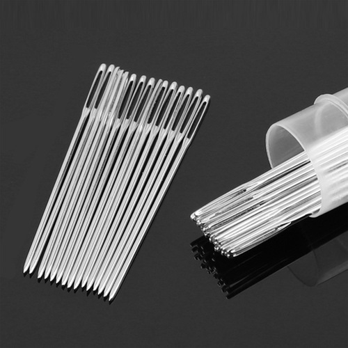 Metal blunt embroidery needle cross stitch round head needle big eye needle micro tip silver hand sewing DIY embroidery tool