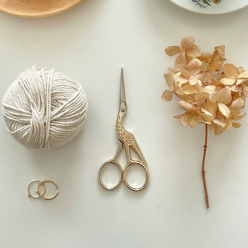 Retro scissors, pack, tea set with accessories
