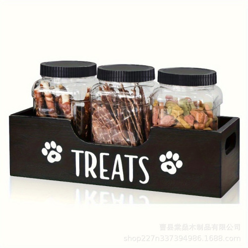 Wooden Dog Treat Storage Box Desk Food Storage Container Solid Wood Dog Food Organizing Box Clutter Storage Storage