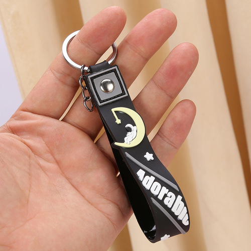 Cartoon Soft Rubber Keychain Creative Trendy Bag Hangings Car Key Holder Simple Couple Keychain Wholesale
