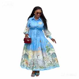 26新款衬衣连衣裙印花裙长裙民族风非洲大爆款欧美女装大码