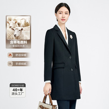 职业装毛呢大衣女中长款修身工作服加厚呢子羊毛大衣外套女冬保暖