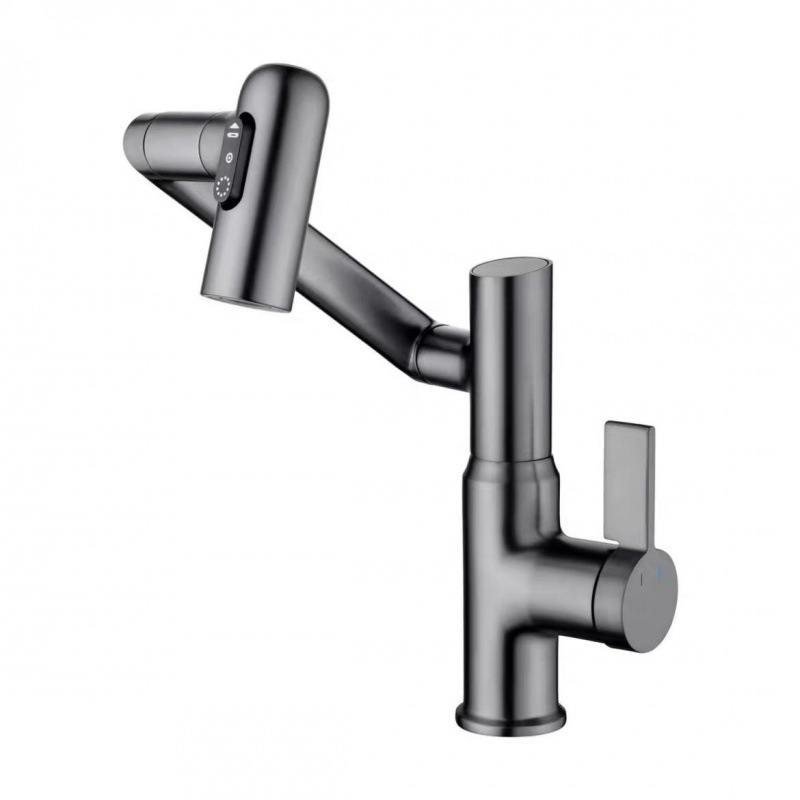Grifo con Pantalla Digital Giratorio de Acero Inoxidable Mezclador de Agua para Lavabo