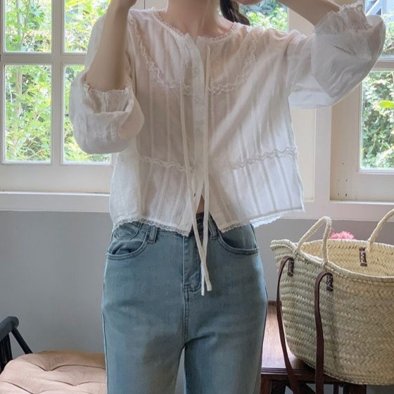Lace summer design white shirt