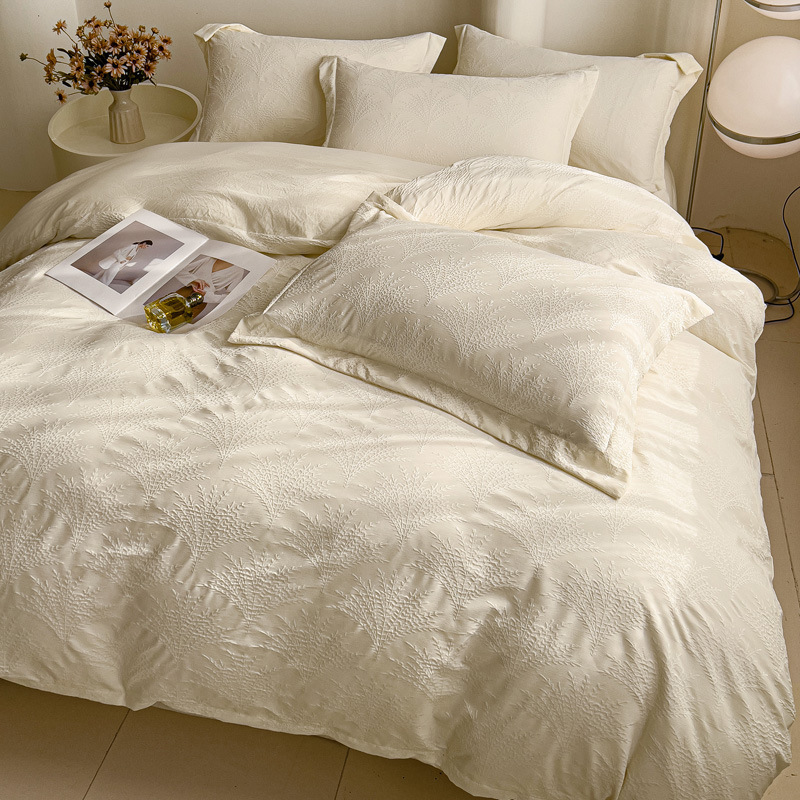 Gauze Jacquard Bedding Set, Double-layer Cotton Duvet Cover Set_voghion.com