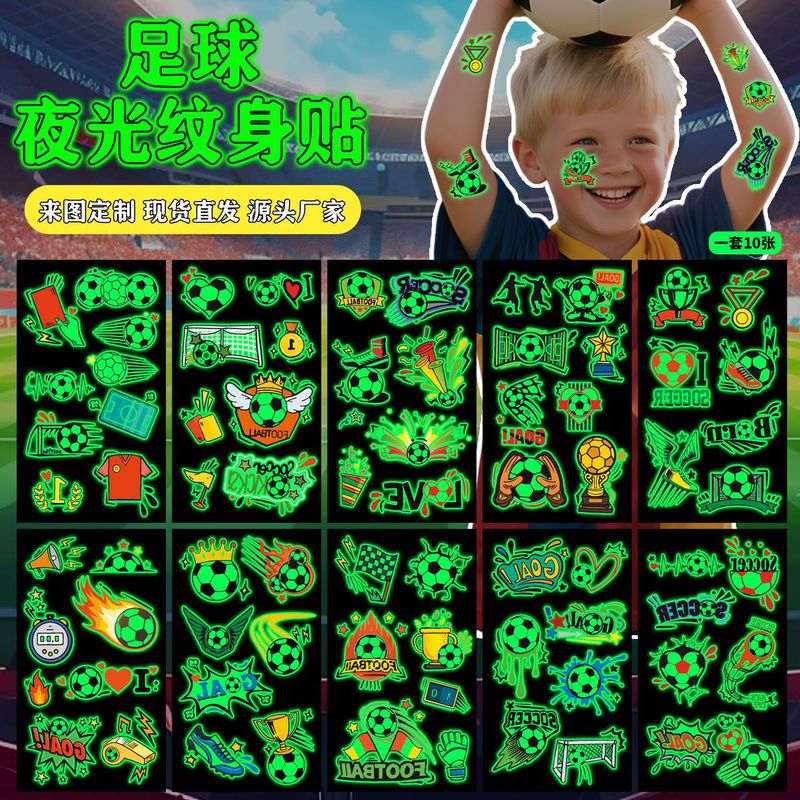 Cross-Border New Luminous Suo Super Football Tattoo Stickers European World Cup Event Fan Club Luminous Face Stickers