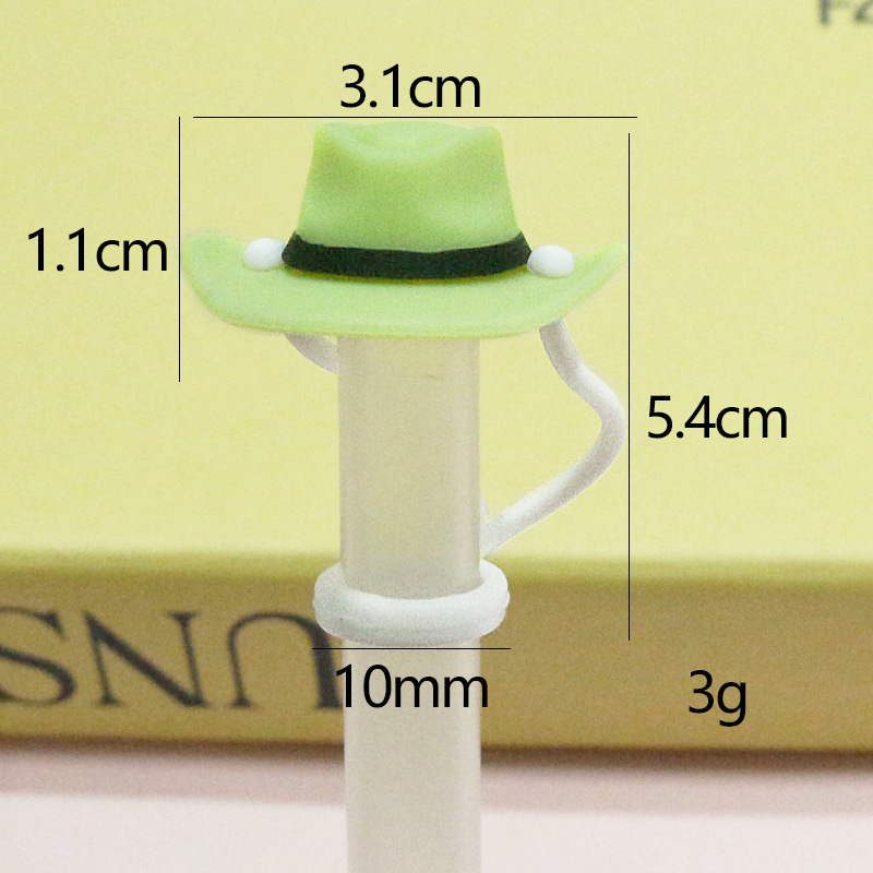Nuevo producto de Amazon Sombrero de vaquero de silicona Tapa de pajita Tapón de polvo de pajita Tapa de polvo de pajita de venta caliente tridimensional de dibujos animados