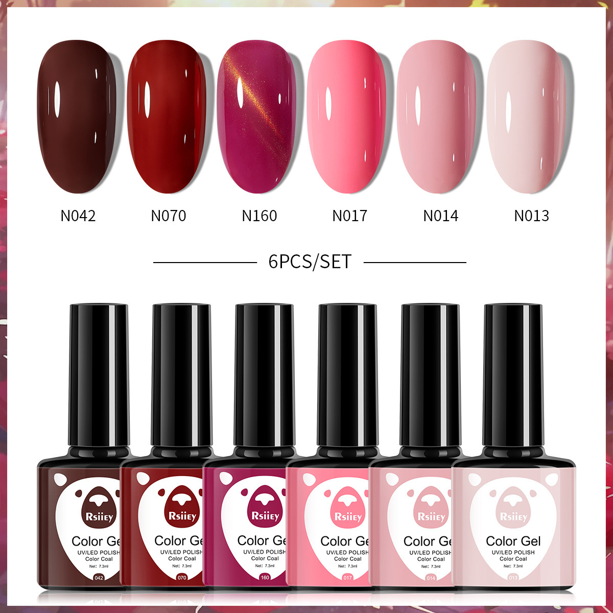 6-color nail polish glue suit popular color painted glossy cat eye UV phototherapy glue for nail salon