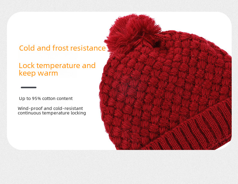 Unisex Schal Mode Winter Samt Strickmütze Set Pelz Ball Kappe Warm Einfarbig Hals Set_voghion.com