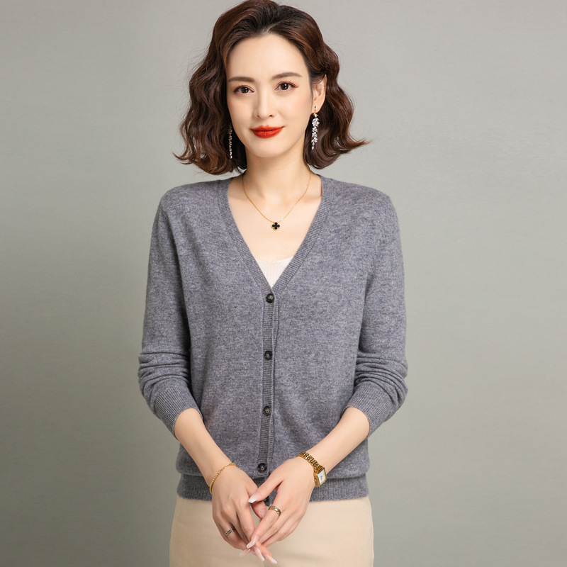 Designed Cashmere Sweater for Women 25 Spring & Fall Knitted V Neck Style Classy Sweater Jacket Short Cashmere Cardigan