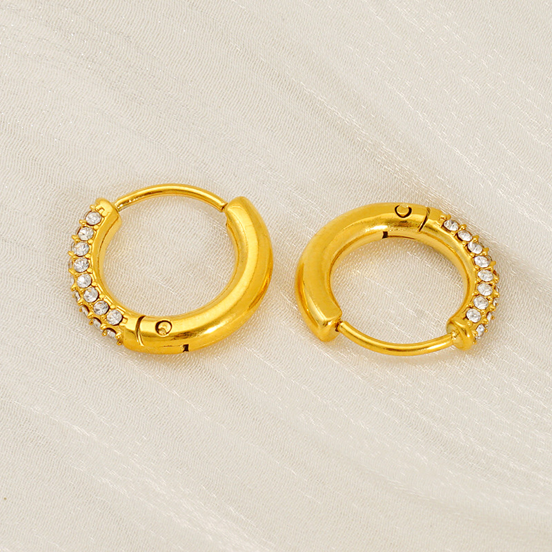 Pendientes de diamantes de acero inoxidable de oro de 18 quilates explosivos de Amazon para mujer