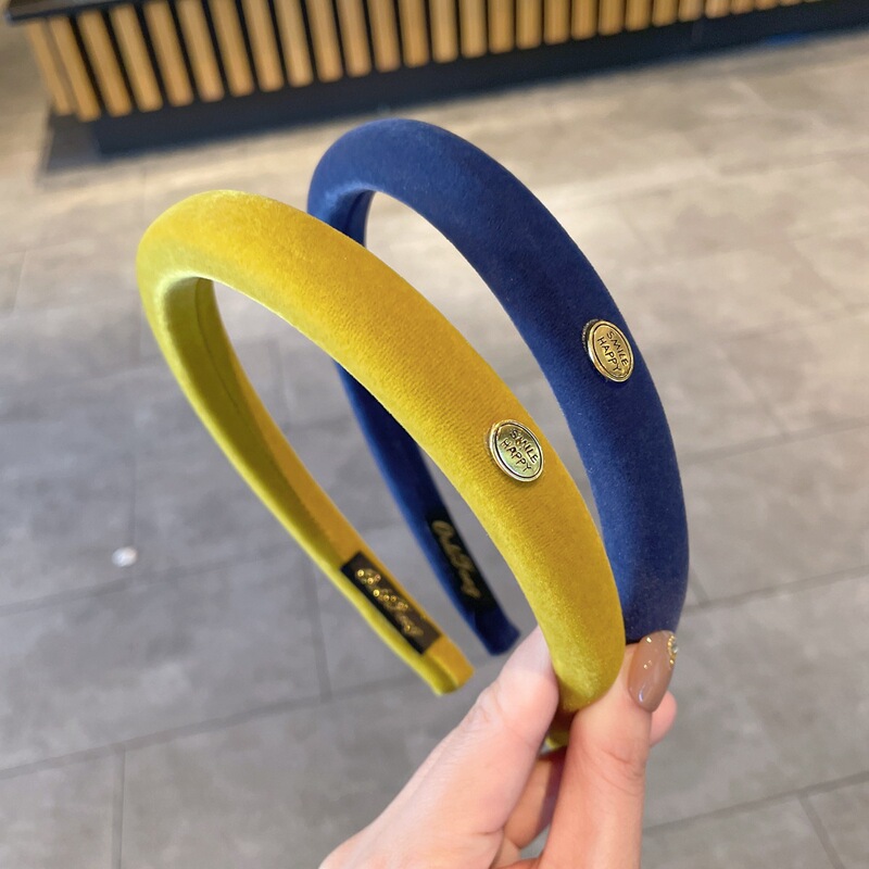 小金标窄版彩色丝绒发箍秋冬新款高颅顶海绵头箍百搭发卡发饰|undefined