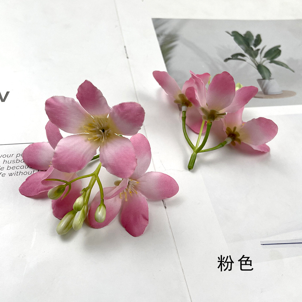 Simulación de 3 hortenas Begonia cadena de flores DIY hecha a mano toque de cabeza pinza de material accesorios paquete de decoración de fotografía del hogar