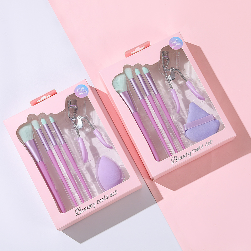 6 paquetes de cepillo de maquillaje mezcla de conjuntos de cepillo de blush cepillo de sombra de ojos cepillo de pestañas clip de maquillaje huevo maquillaje polvo de huevo