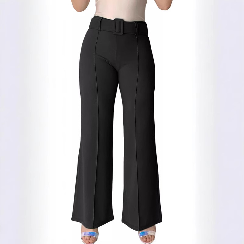 European and American New Casual Pants 2024 Spring and Autumn New Elegant Commuter Micro-lar Pants All-match Fashion Wide-leg Pants for Women