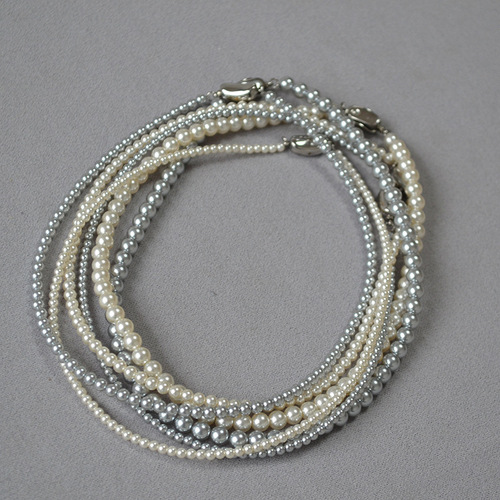 French Retro Fever Style Round imitation Shuji Crystal Pearl Yuanbao Clasp Elegant and Refined Necklace Collar Chain